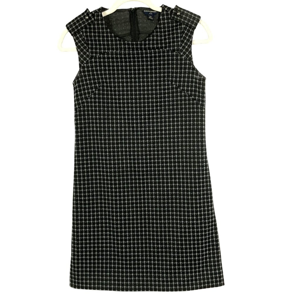 Banana Republic Factory Black & Gray Geometric or Dot Pattern Sleeveless Shift D